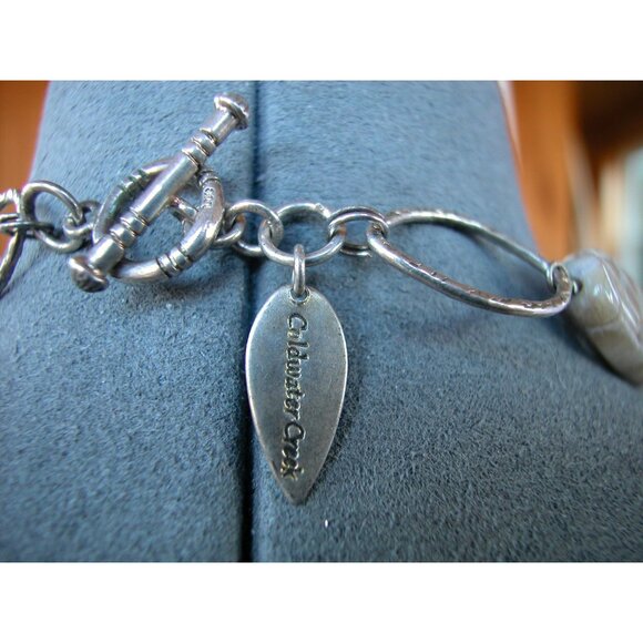 Handcrafted Statement Necklace With Ceramic Beads & Silver Plated Chain - Picture 3 of 3